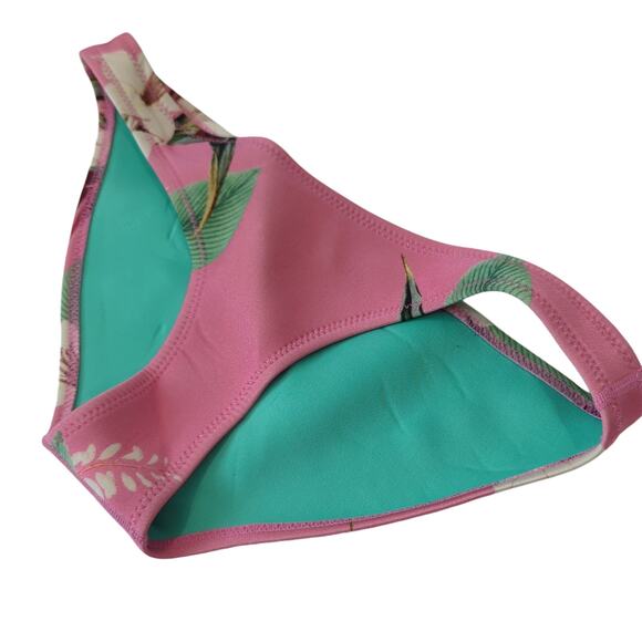 Triangl Swimsuit Bottoms Womens Small Neoprene Bikini Pink Tropical Cheeky Swim - Picture 3 of 9